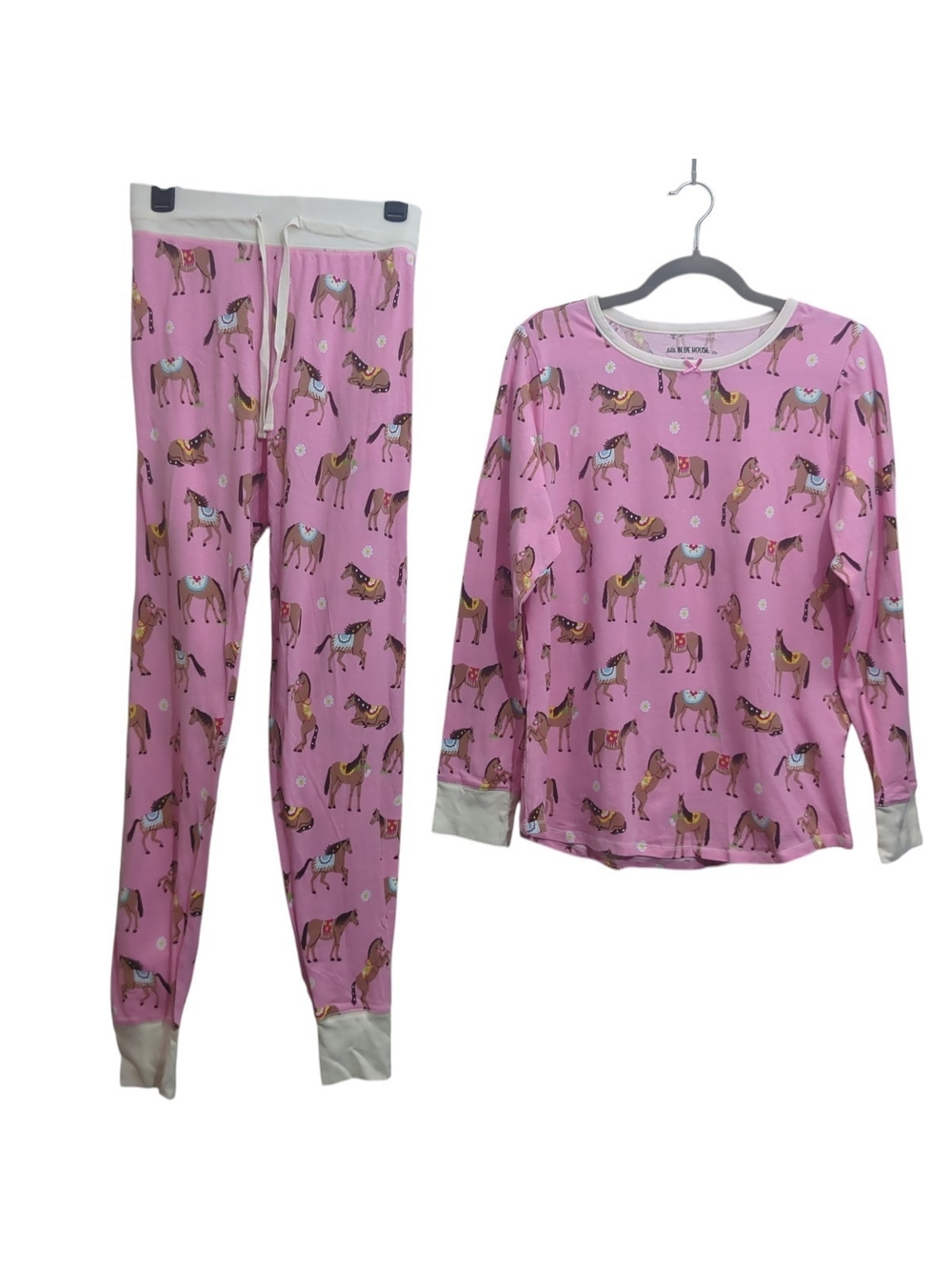 Girls' Pink Horse-Print Pajama Set - Long Sleeve Top & Jogger Pants